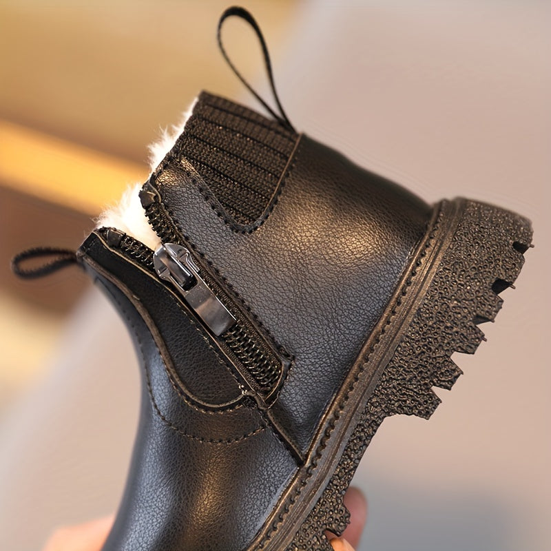 Vintage Style Girls' Ankle Boots with Fleece Lining