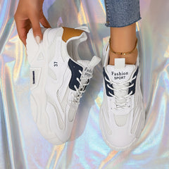 Women's Colorblock Mesh Sneakers Low Lace Up Casual Trainers