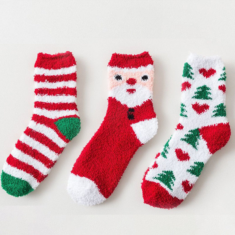 3 Pairs Women's Fuzzy Socks Winter Warm Cozy Soft Fluffy Cartoon Monster Socks