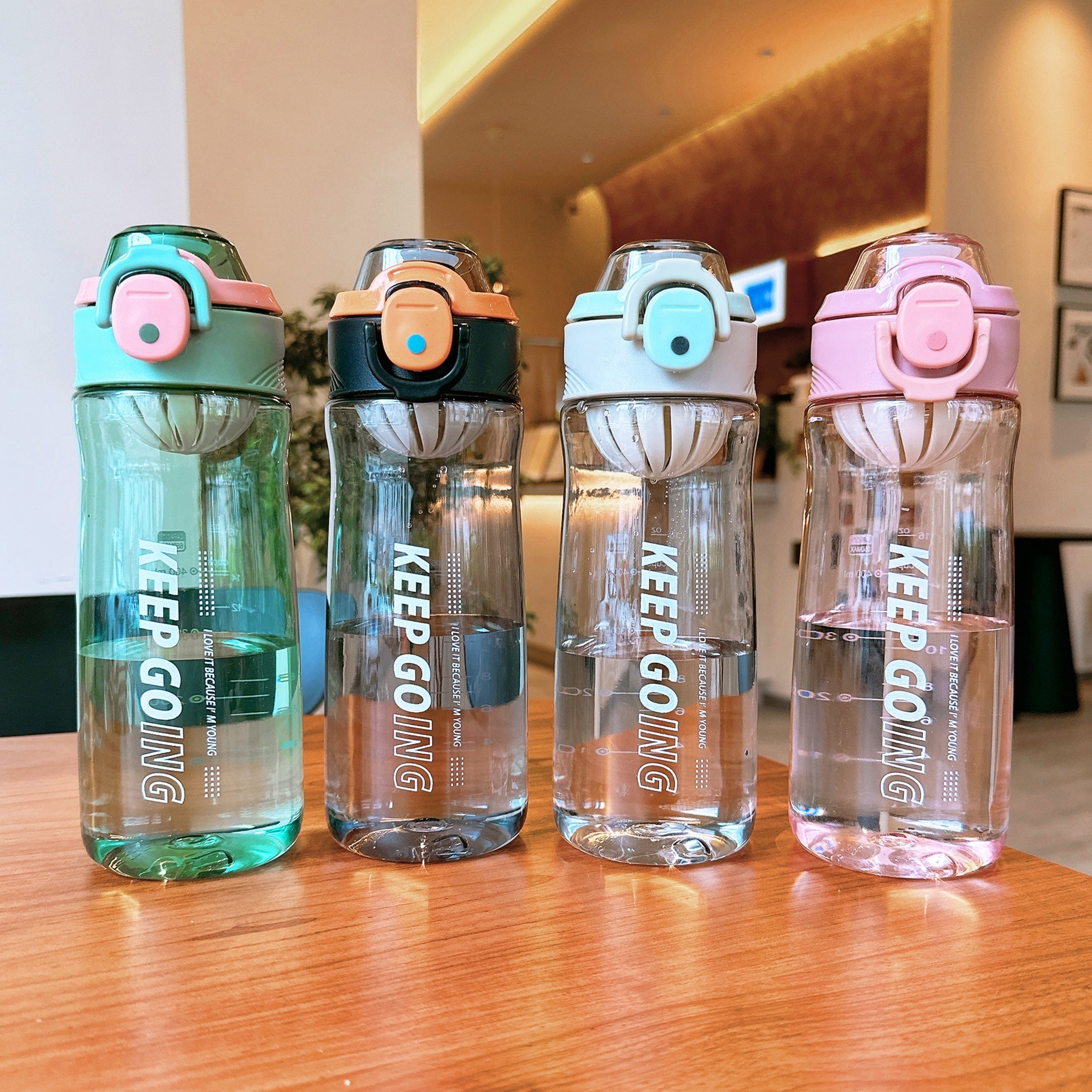 Classic Transparent Water Bottle with Filter Mesh for Summer