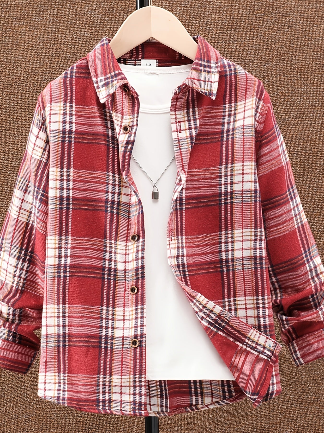 Boys Plaid Shirts Long Sleeve Lapel Tops Spring Fall Outwear Jackets