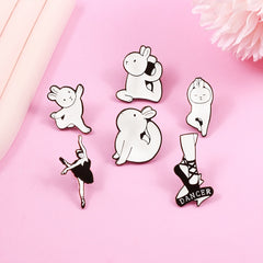 Cartoon Rabbit & Girl Enamel Pin Set for Clothes & Bag