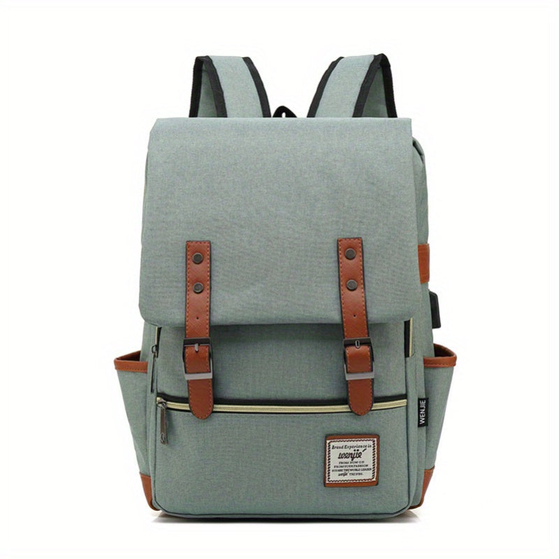 Vintage Canvas Flap Laptop Backpack Buckle Schoolbag Travel Daypack