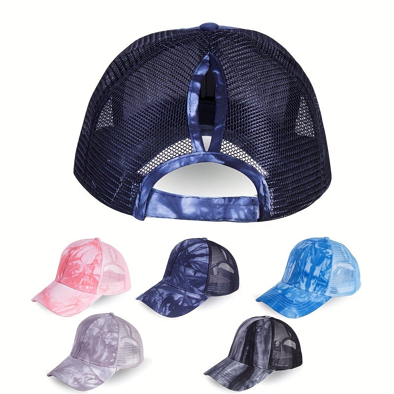 Tie Dye Ponytail Baseball Cap Mesh Trucker Hat Hip Hop Dad Hats Summer Sun Cap