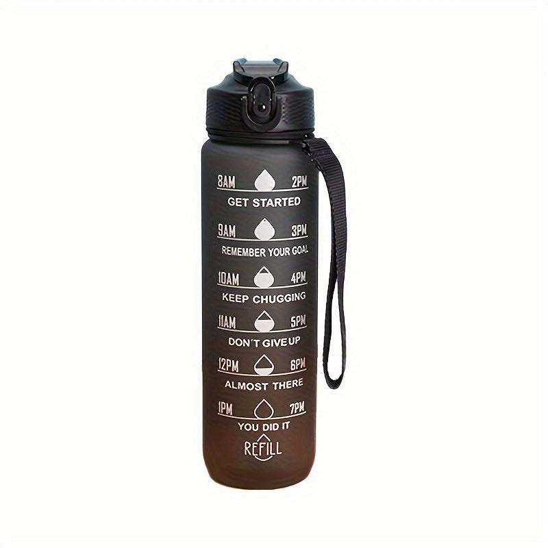 900ml Portable Water Bottle with Times Scale and Straw Leakproof Gradient Cup