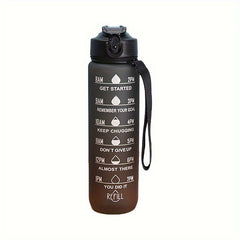 900ml Portable Water Bottle with Times Scale and Straw Leakproof Gradient Cup
