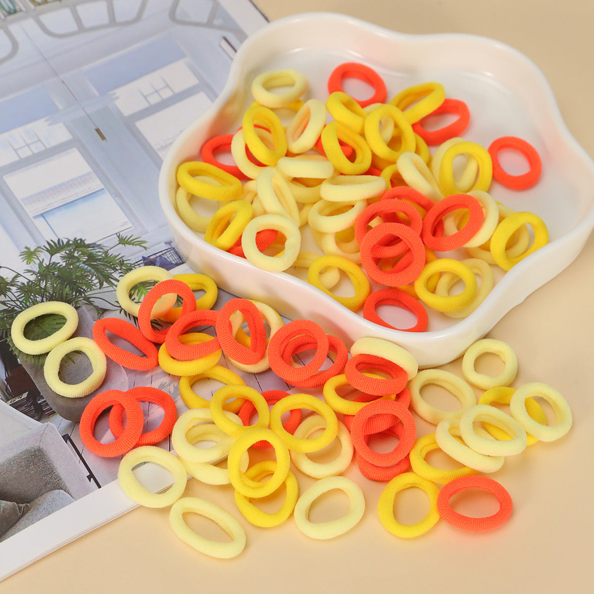 100pcs Solid Hair Ties Thick Stretchy Rubber Bands Ponytail Holder