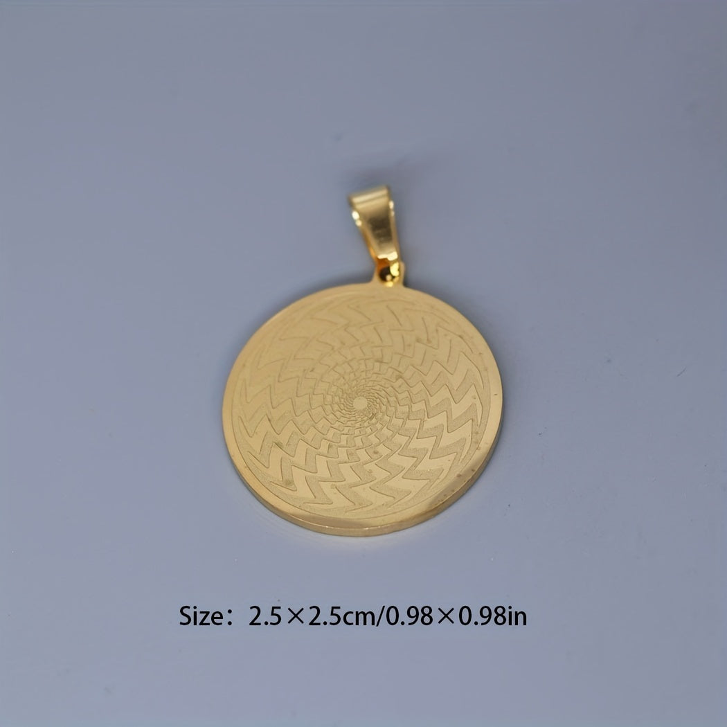 Round Rune Pendant for Necklaces and Bracelets, 0.98-inch