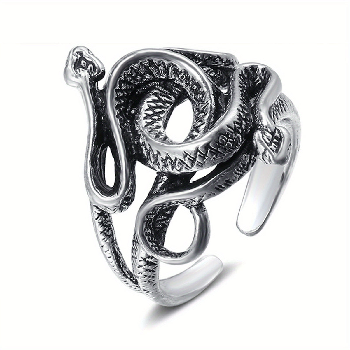 Punk Style Vintage Snake Pattern Zinc Alloy Adjustable Cuff Ring