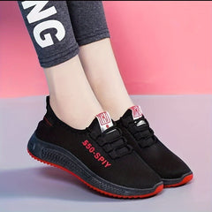 Women's Rose Pattern Running Shoes Lace Up Outdoor Walking Shoes