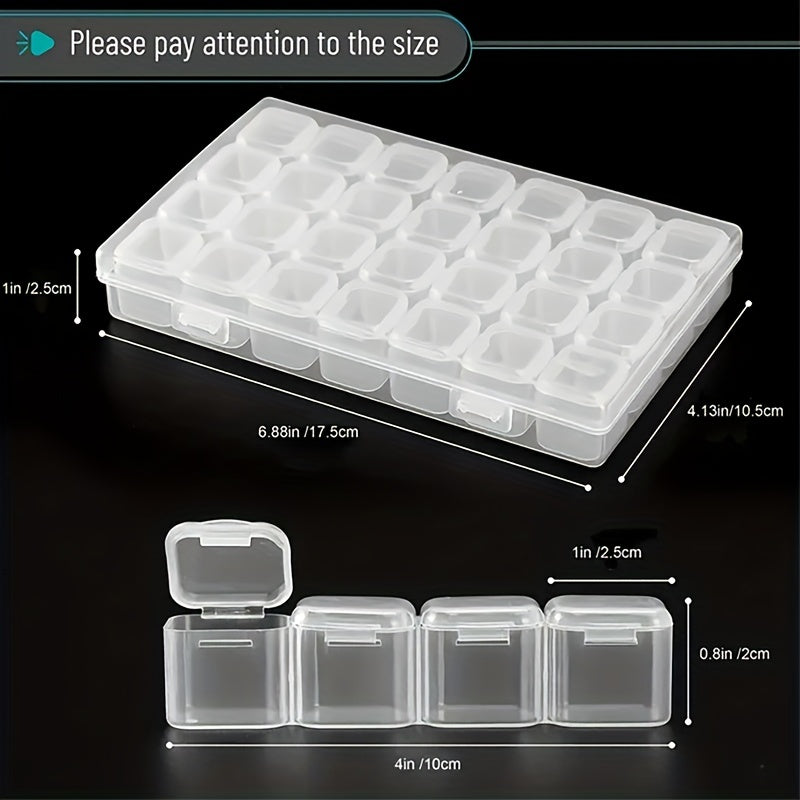 Plastic Storage Box 28 Grids Portable Jewelry Stationery Storage Box