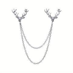 Deer Horn Chain Brooch Zinc Alloy Chain Tassel Brooch Pin