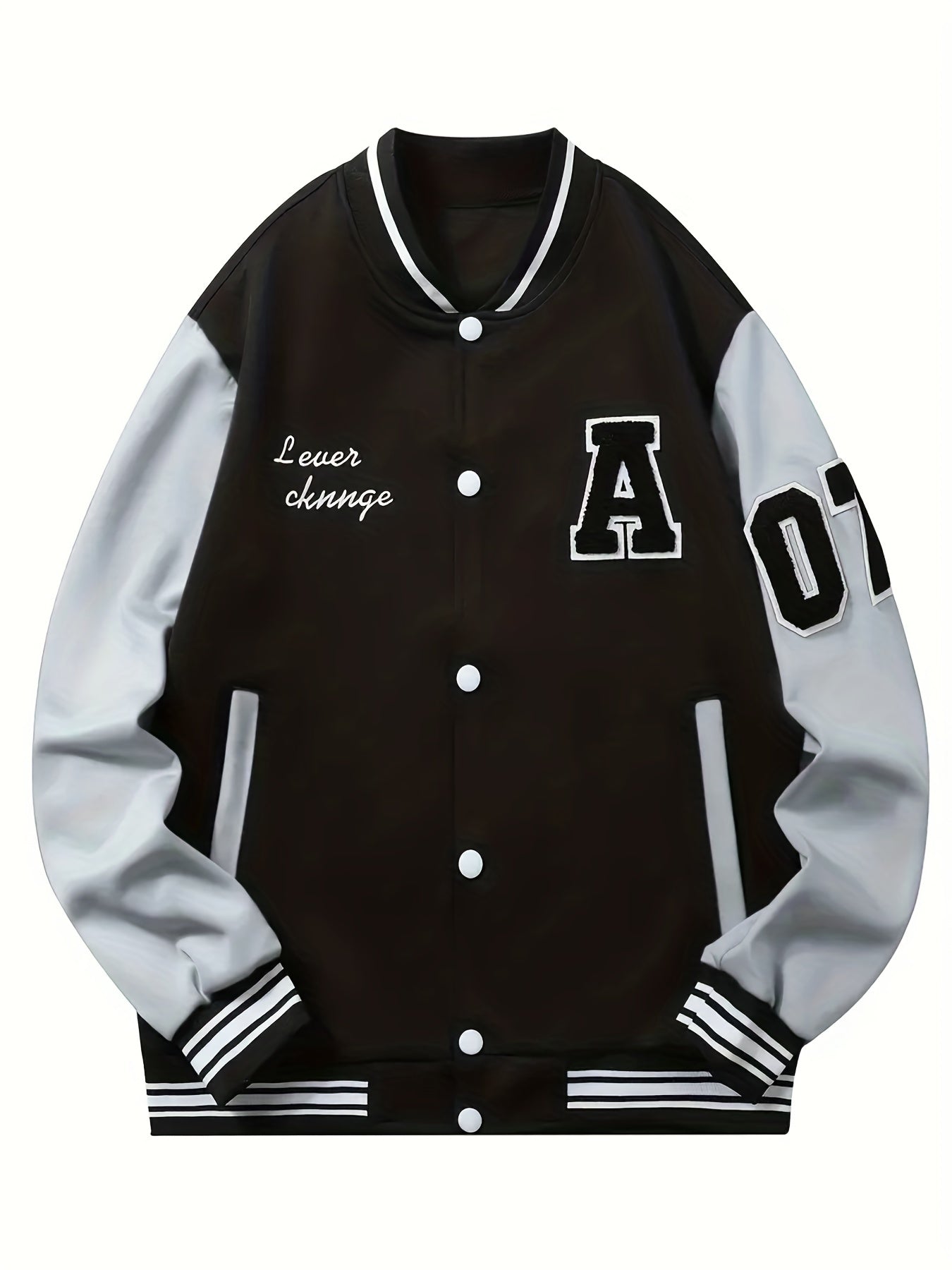 Chenille Embroidery Varsity Jacket Men's Casual Baseball Windbreaker Coat