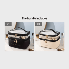 Large Travel Makeup Bag Organizer With Makeup Brush Storage