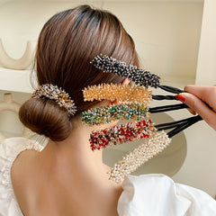 Crystal Pearl Hair Device Braided Headdress Hair Artifact Bun Accessories