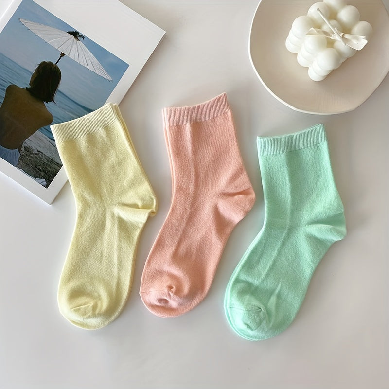 5 Pairs Comfy Solid Socks Women's Stockings & Hosiery