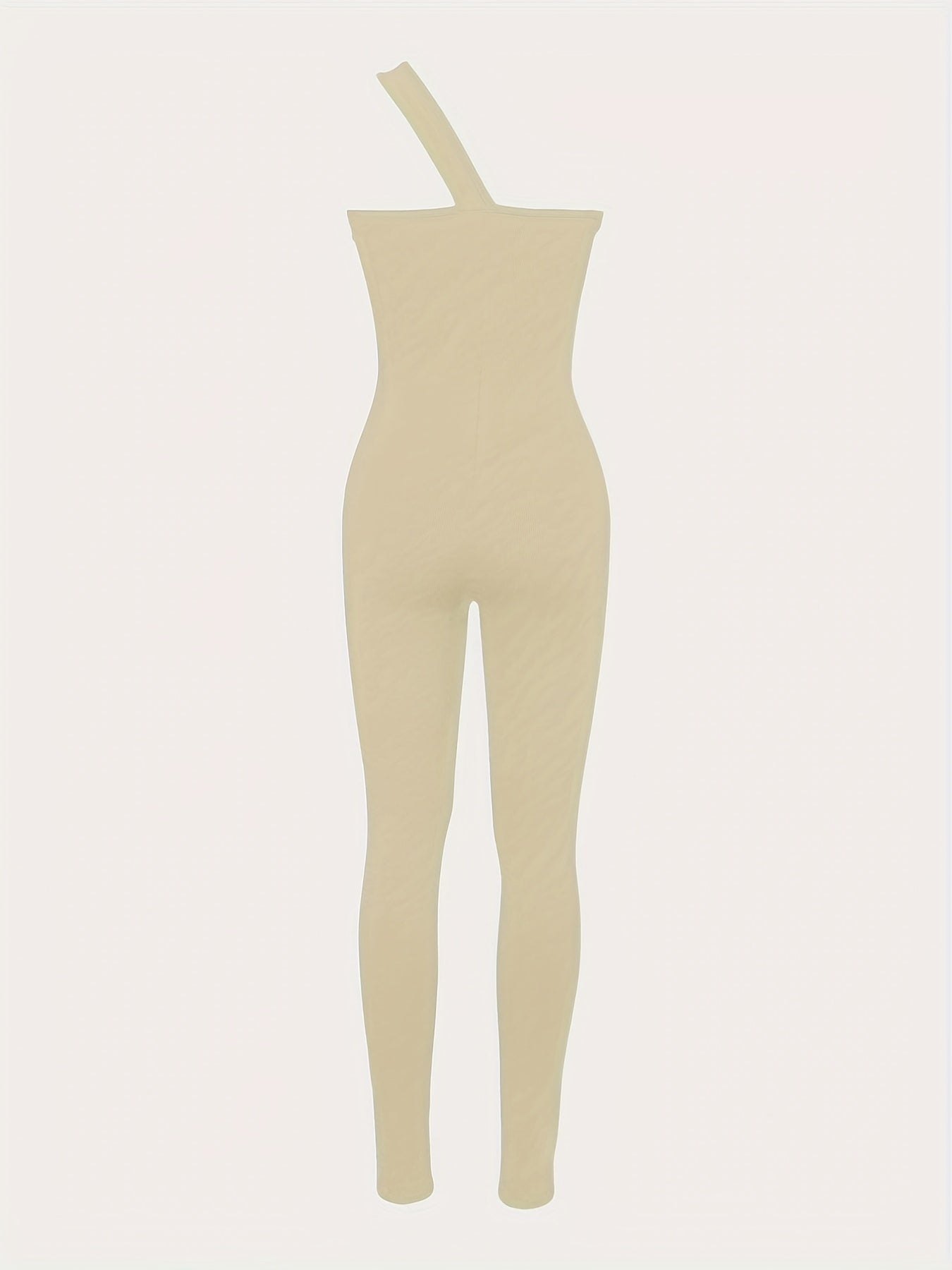 One Shoulder Ribbed Jumpsuit - Women's Casual One Piece