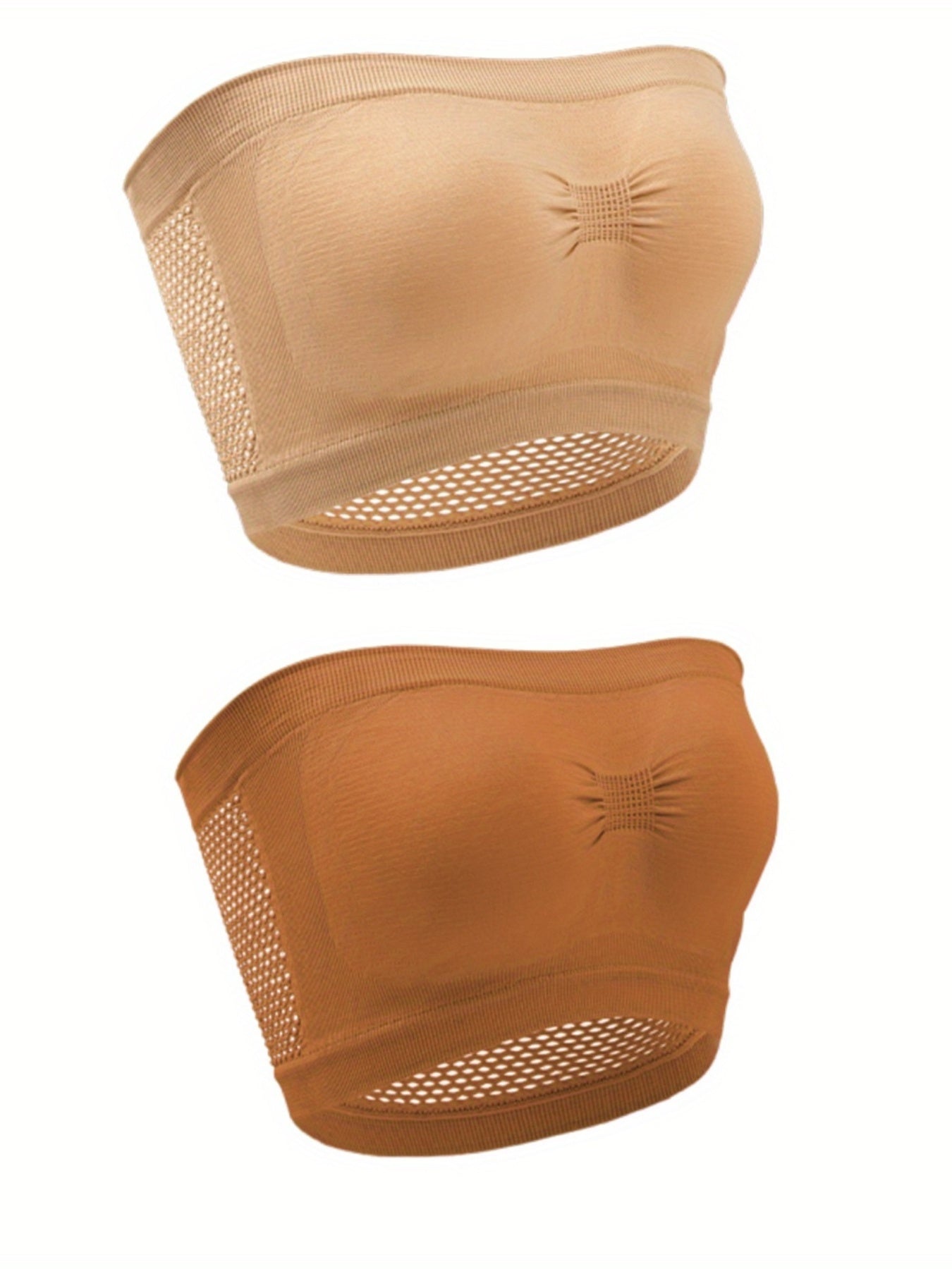 2 Pack Plus Size Tube Bra Set Women's Comfort Non Padded Strapless Bralette