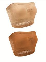 2 Pack Plus Size Tube Bra Set Women's Comfort Non Padded Strapless Bralette