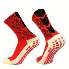 Anti Slip Silicone Bottom Mid Calf Athletic Socks For Football