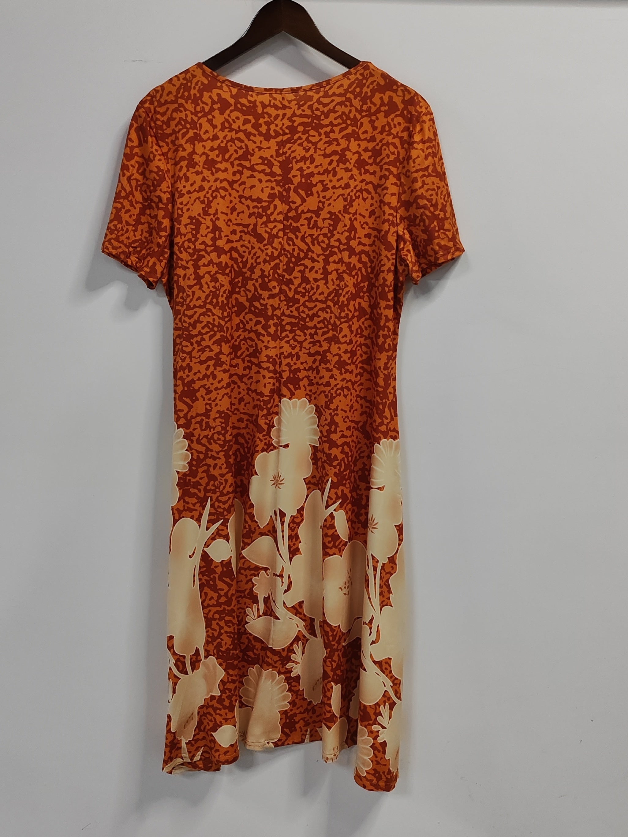 Floral Short Sleeve A-line Maxi Dress Plus Size V-Neck