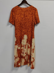 Floral Short Sleeve A-line Maxi Dress Plus Size V-Neck