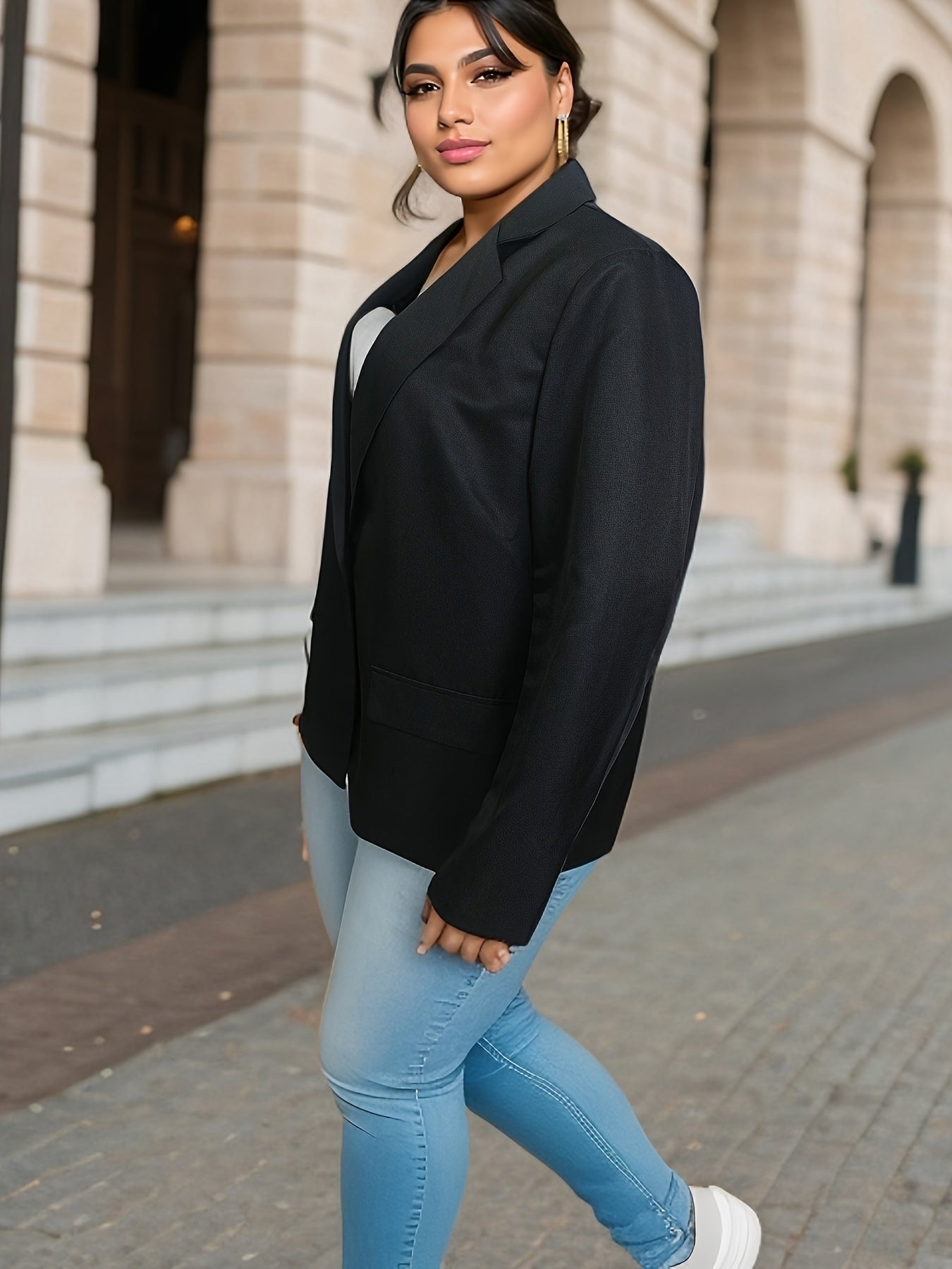  Casual Blazer Women's Plus Long Sleeve Workwear Blazer