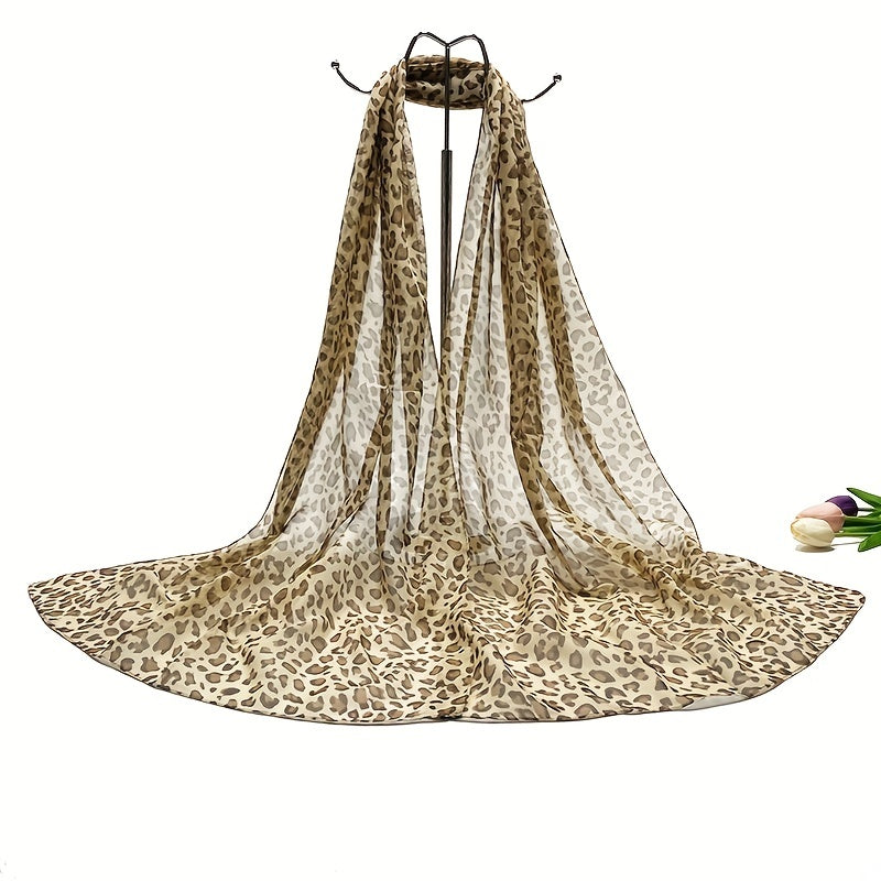 Leopard Print Scarf Thin Gauze Shawl Casual Sunscreen Head Wrap
