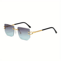 Gradient Lens Sunglasses Men Women UV400 Beach Metal Rimless Glasses