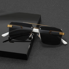 Men's Half Frame Square Cut Sunglasses