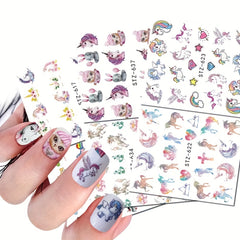 Unicorn & Mermaid Nail Art Stickers Water Print for Magical Manicure