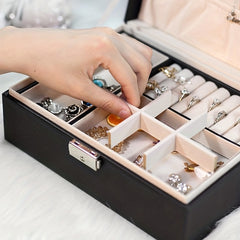 Double Layer Large Capacity PU Jewelry Box Portable Leather Jewelry Storage Box