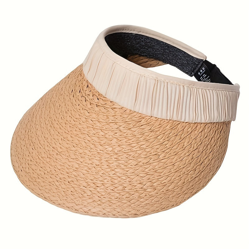Solid Straw Visor Hat UV Protection Casual Sun Hat
