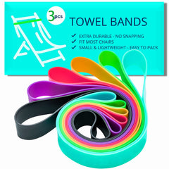 3pcs Silicone Towel Bands for Beach Chair - Windproof Beach Towel Clip