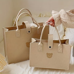 Large Capacity Felt Tote Bag Lightweight All Match Satchel Bag