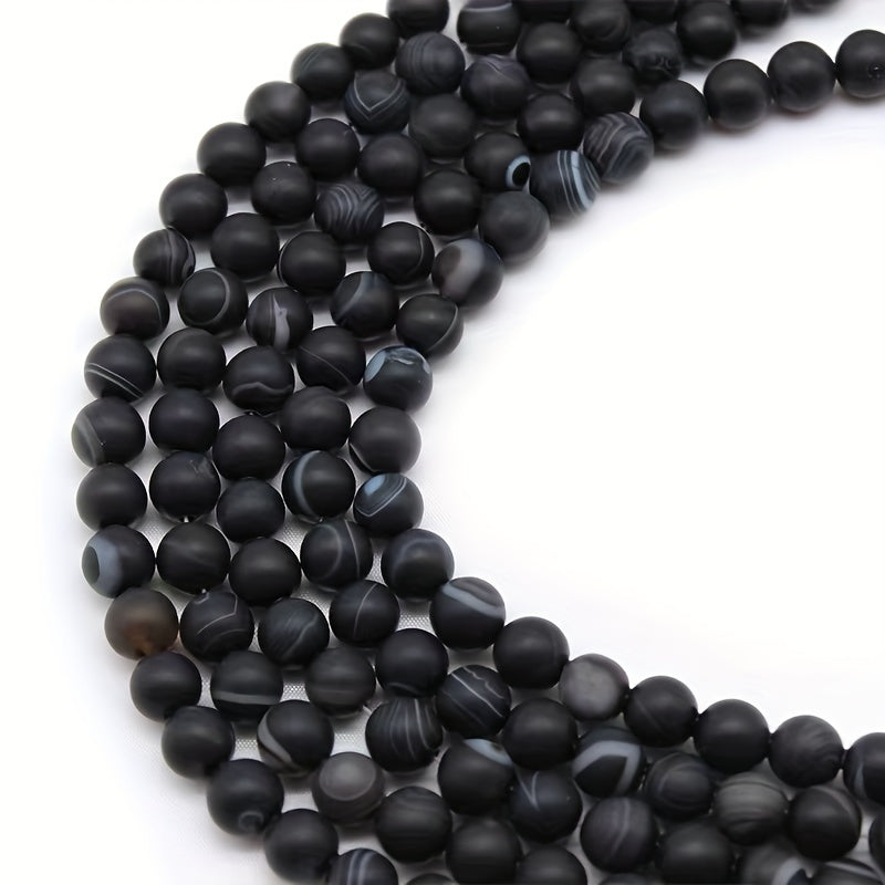 6 8 10mm Matte Striped Agate Beads DIY Jewelry Bracelet Necklace Materials