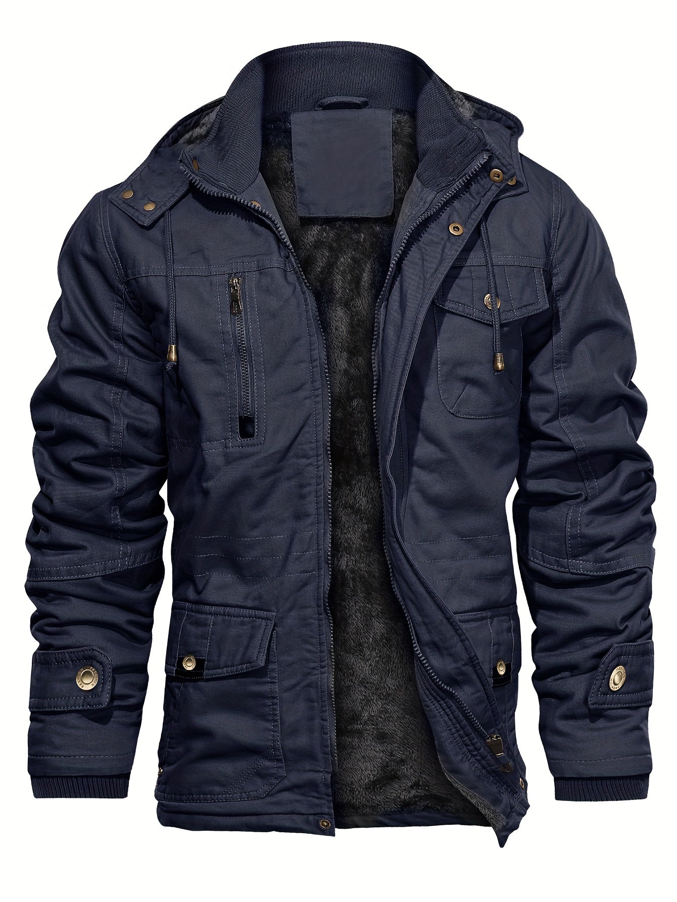 Men's Winter Cargo Jackets Thicken Outwear Fleece Lined Military Warm Coat
