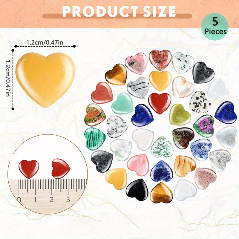 10pcs Heart Shape Natural Stone Ornament for Home Decor & Jewelry Making