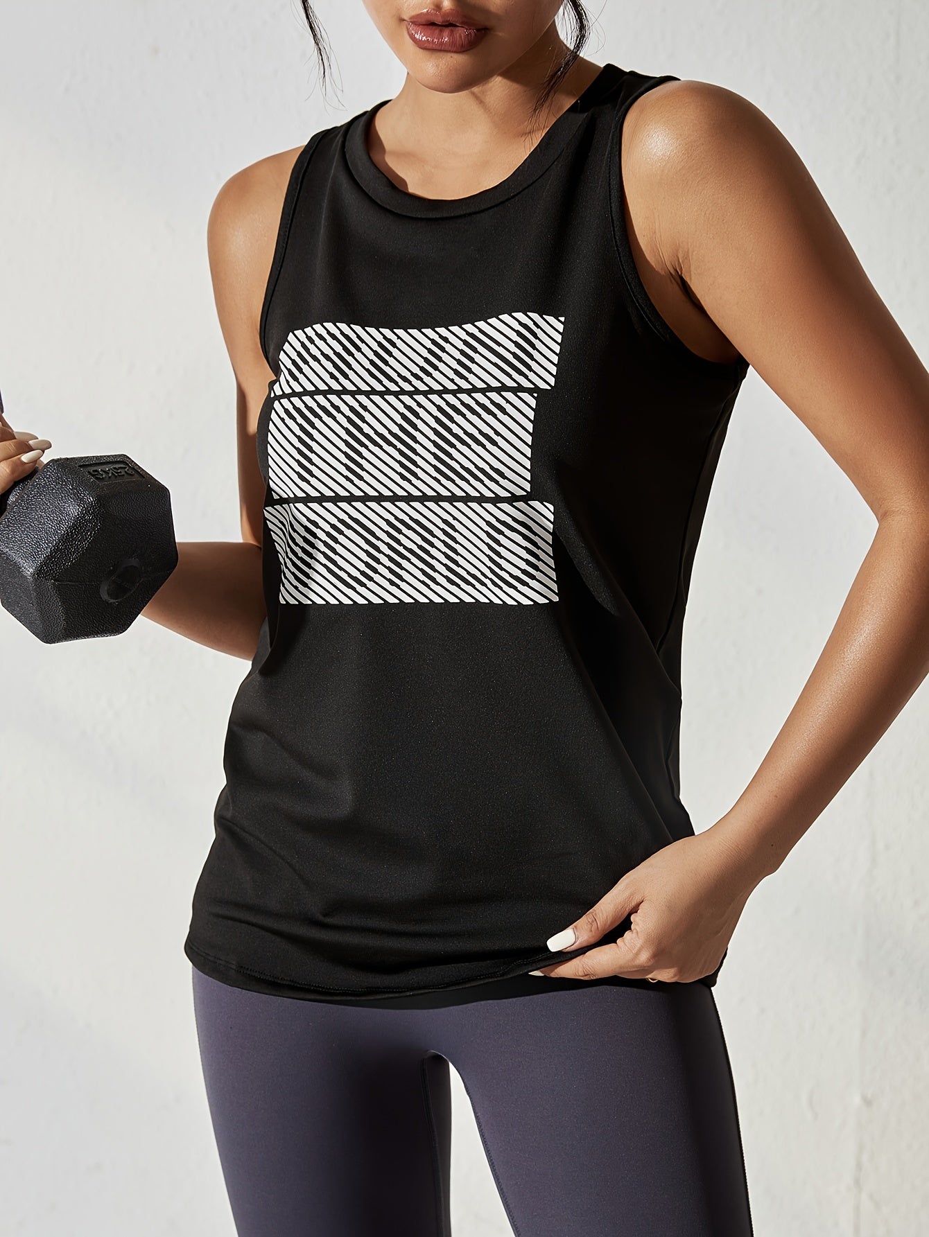 Striped Slogan Graphic Sports Tank Top Women's