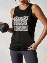 Striped Slogan Graphic Sports Tank Top Women's