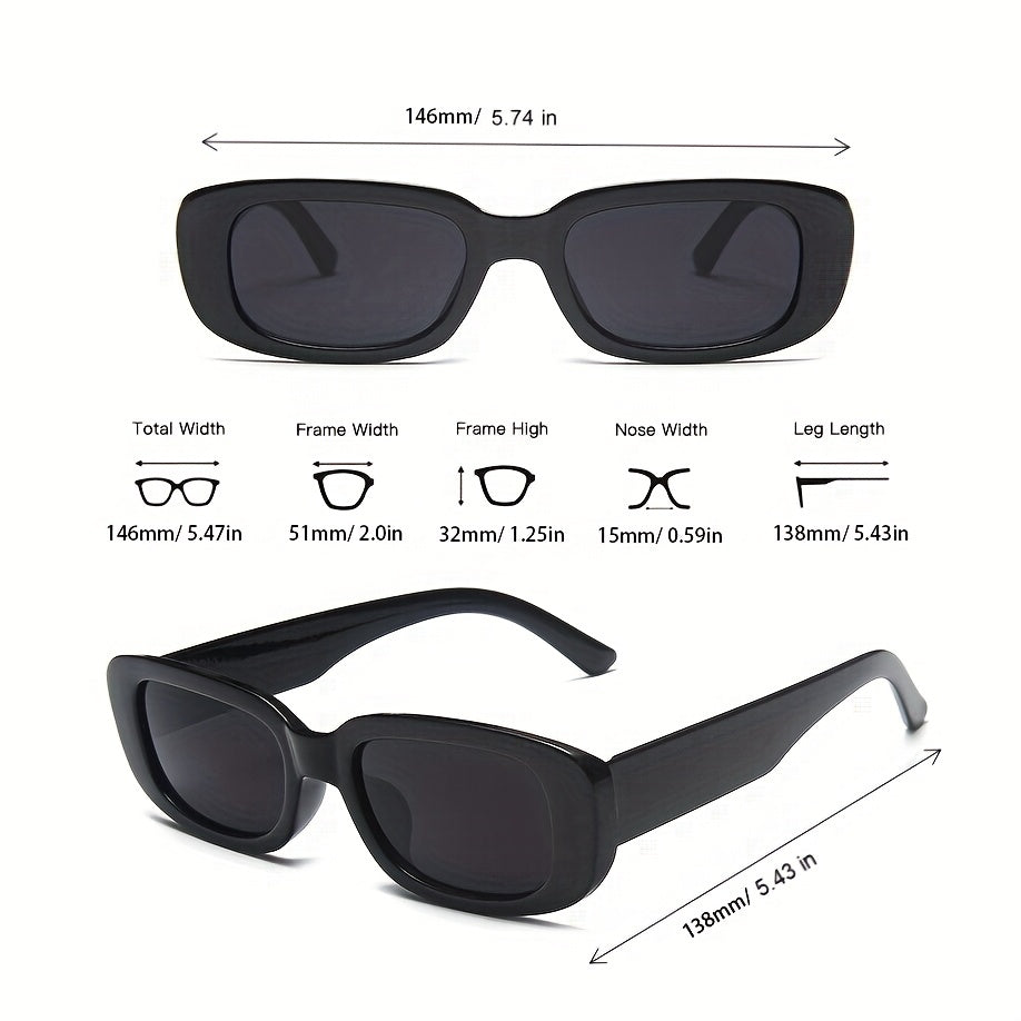 Y2K Rectangle Sunglasses Beach Party Club UV400