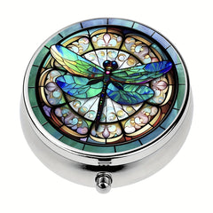 Glass Dragonfly Pill Box 3 Compartment Medicine Organizer