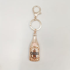 Wine Button Shape Keychain Pendant Metal Enamel Key Ring Pendant Bag Ornament