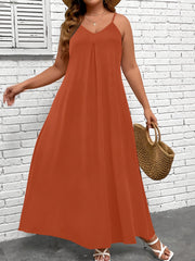  Solid V Neck Maxi Cami Dress