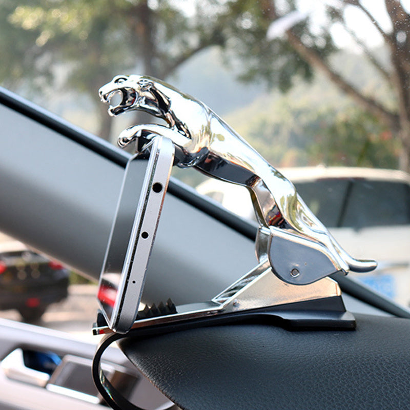 Golden Leopard Phone Holder Car Dashboard Mount 360 Rotation Retractable Stand
