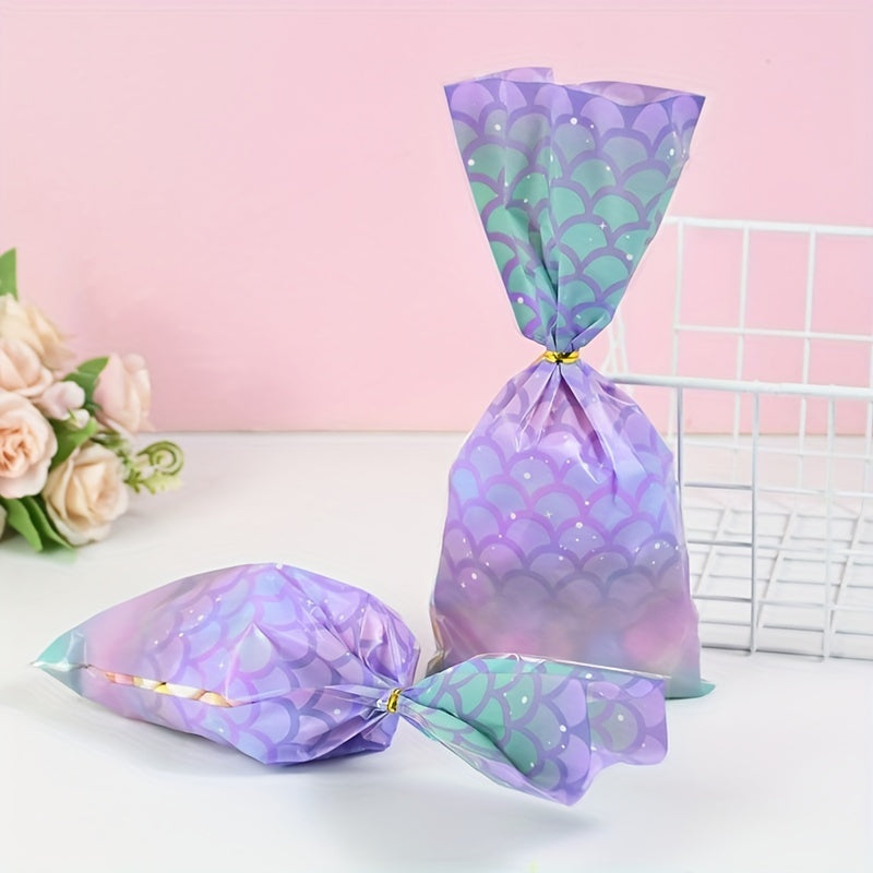 25 50pcs Mermaid Tail Treat Bags for Birthday Parties