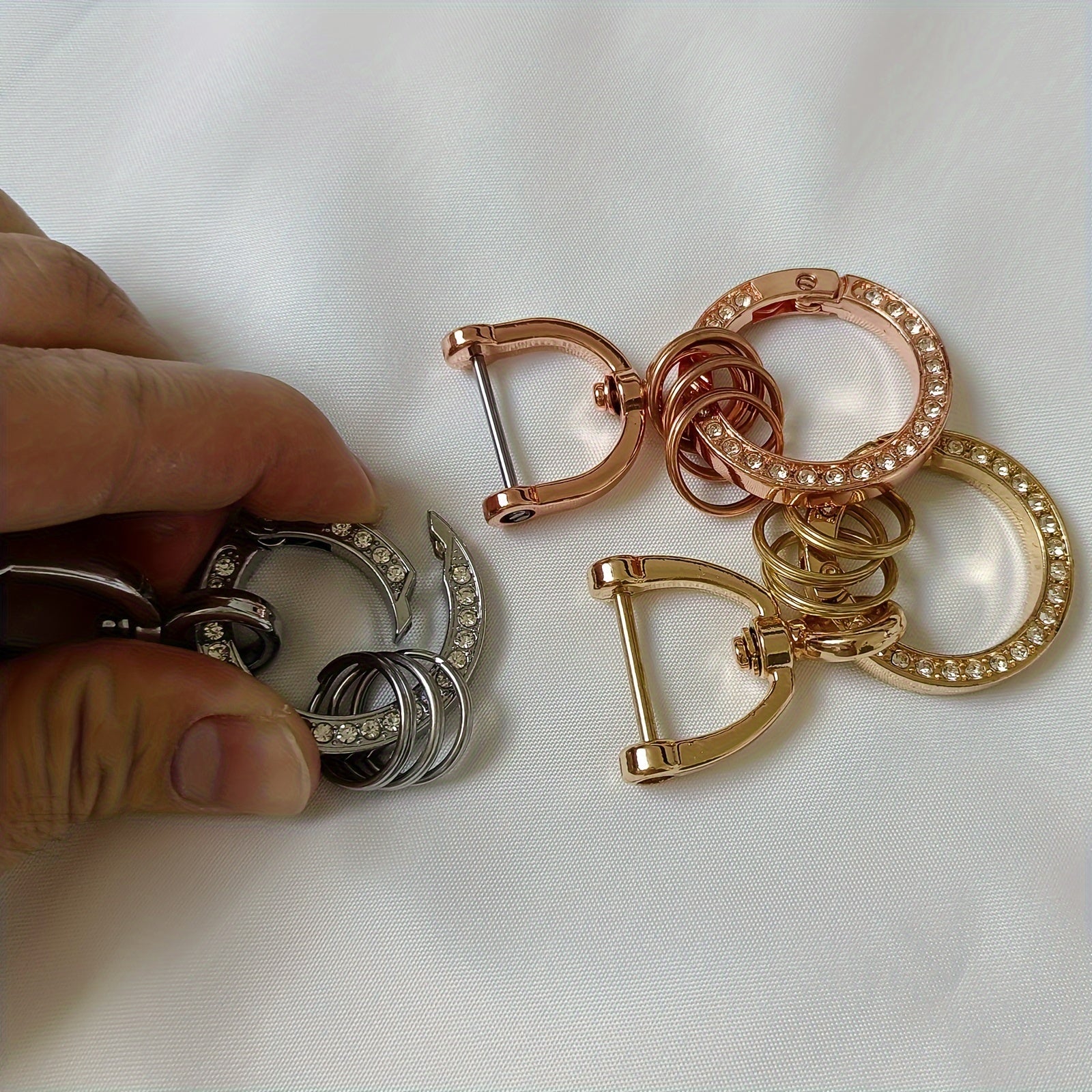 Rhinestone Studded Car Keychain Keyring