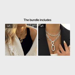 Geometric Round Buckle Chain Necklace Set