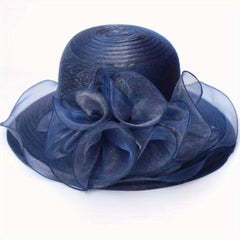 Sunscreen Organza Bucket Hat Flower Decor Lace Derby Hat