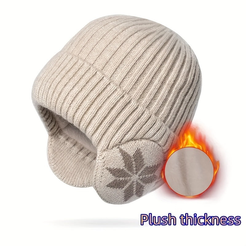 Winter Beanie Hat Skull Cap Windproof Warm Knit Hat With Earflap